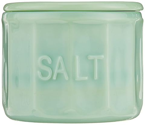 Tablecraft salt cellar showcases jadeite glass finish, easy refill and cleaning