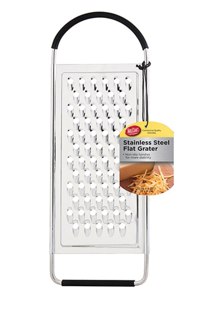 TableCraft SG206BH flat grater with extra coarse holes for quick cheese shredding