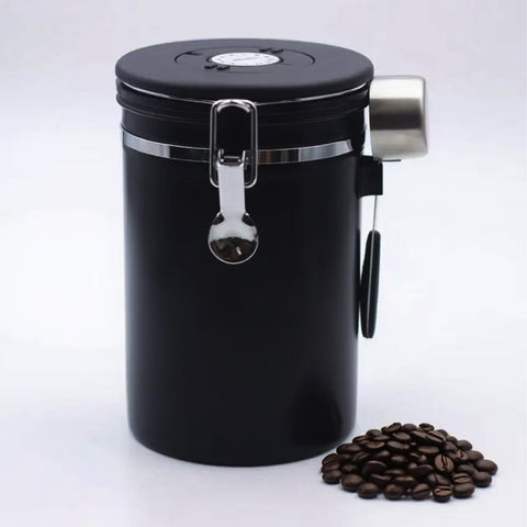 TacoMynxify coffee canister with CO₂ valve preserves freshness and aroma.