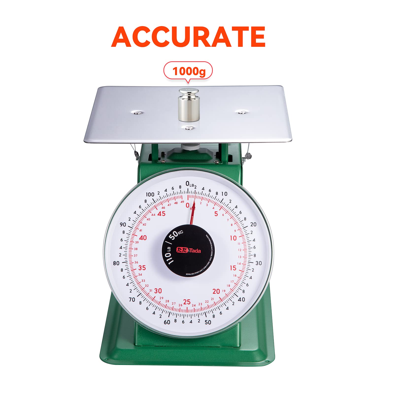 TADA scale dial detail showing large numbers and clear readability.