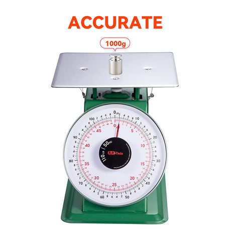 TADA scale dial detail showing large numbers and clear readability.