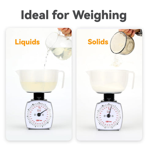 TADA tare function shown for quick zeroing between ingredients.