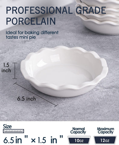 Taeochiy ceramic 6.5-inch pie dish in white for individual servings.