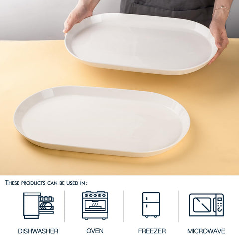 Taeochiy white ceramic serving tray ideal for Thanksgiving and festive spreads