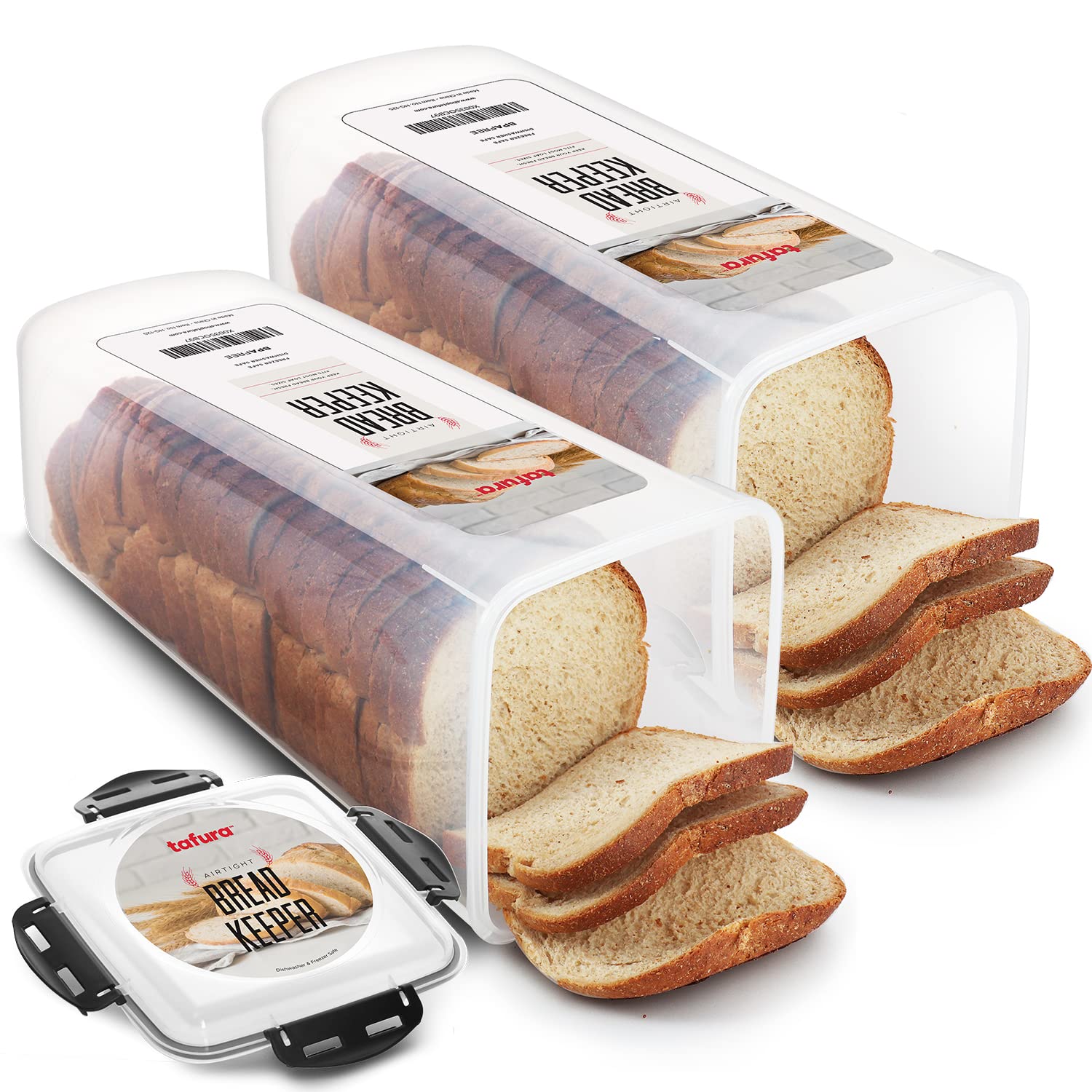 Tafura bread container 2-pack on counter keeps loaves fresh