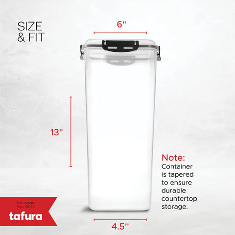 Tafura bread container with four side latches shows secure sealing