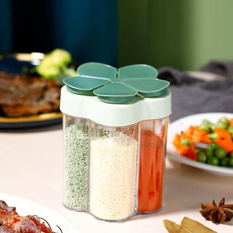 Tahonuss two-pack spice containers set on a cooking prep table
