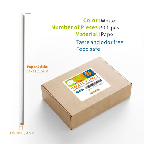 TAIHUIMY white paper cake pop sticks for cookies and candies.