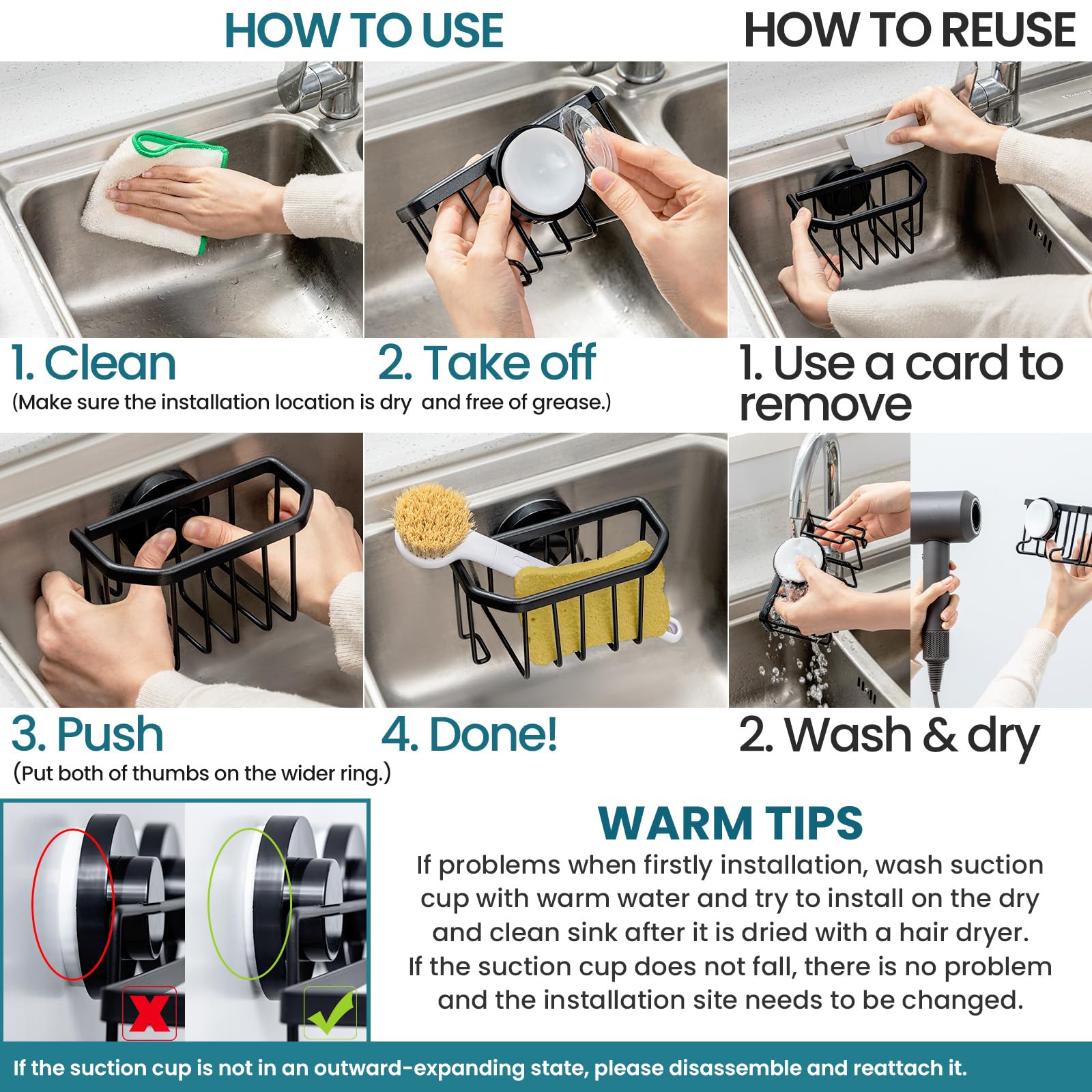 TAILI sponge caddy for kitchen sink frees counter space and improves drying
