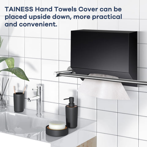 TAINESS box fits Kleenex disposable towels for neat, hygienic hand drying.