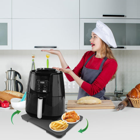 Taladad air fryer on tray simplifies repositioning without straining