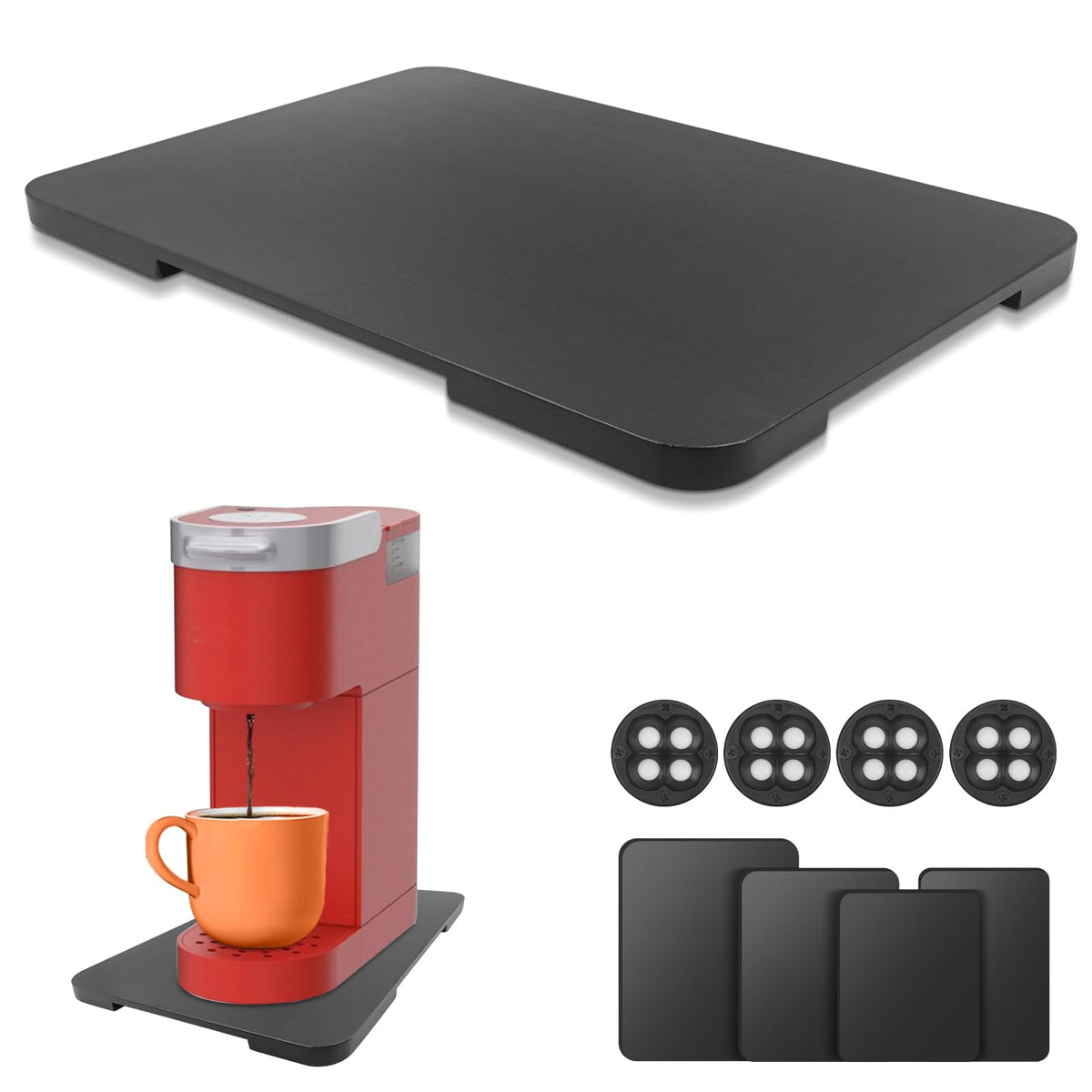 Taladad appliance slider with 360° rolling tray under cabinet for easy access.