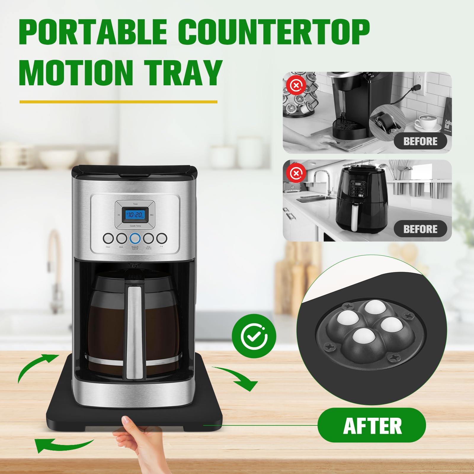 Taladad 360° rolling wheels enable smooth repositioning on counters