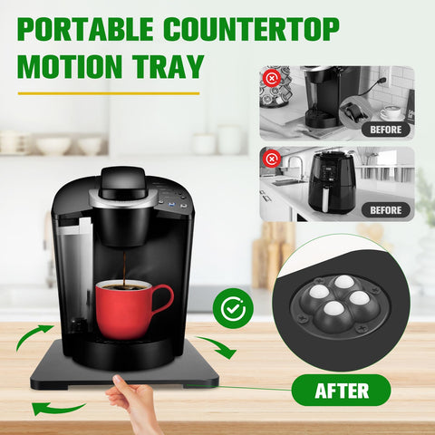 Taladad bamboo tray protects countertops while moving heavy coffee makers.