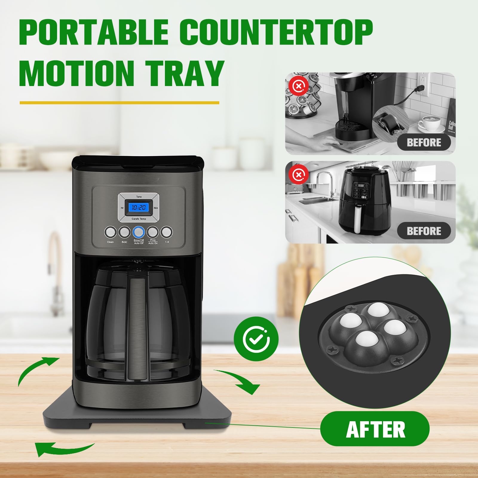 Taladad bamboo tray fits Keurig K-Mini and other compact machines.