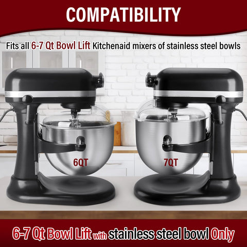 Taladad compatibility with KitchenAid 6-7 Qt bowl lift stainless steel bowls