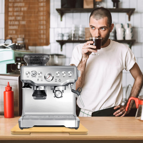 Taladad easy-pull-access coffee maker imagery highlights effortless reach from under-cabinet space.