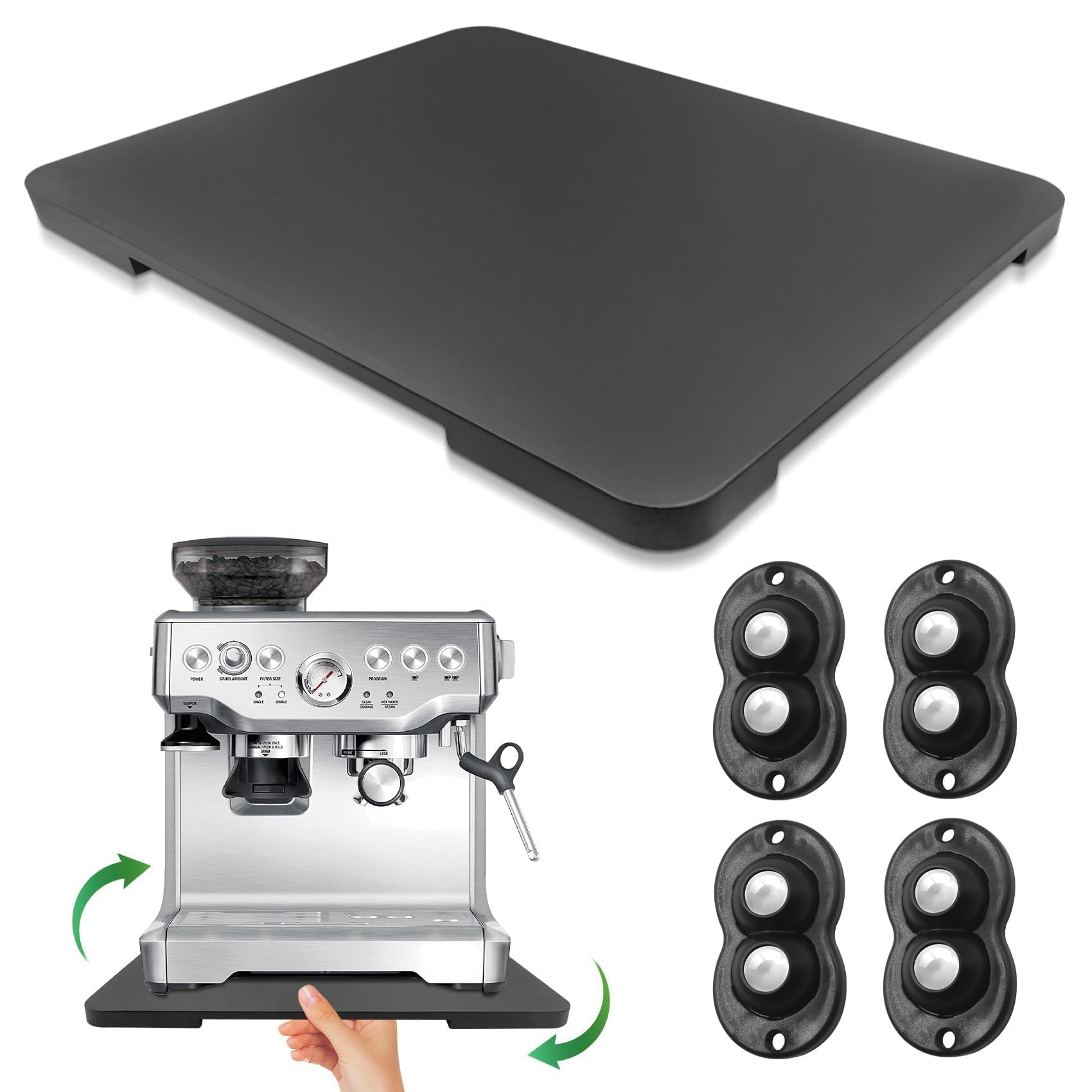 Taladad tray with recessed handles supports smooth multi-directional sliding
