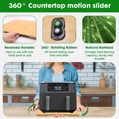 Taladad rolling tray with wheels enables smooth repositioning of coffee makers.