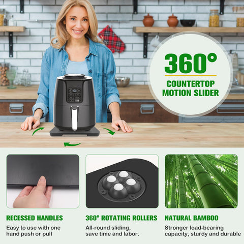 Taladad under-cabinet slider makes pulling out small appliances effortless.