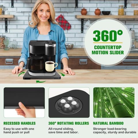 Taladad under-cabinet pull-out design keeps appliances organized.