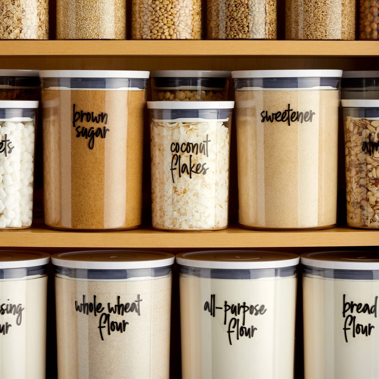 Talented Kitchen water-resistant labels withstand pantry humidity for durable labeling.