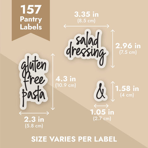 Talented Kitchen labels in various sizes fit different item names.