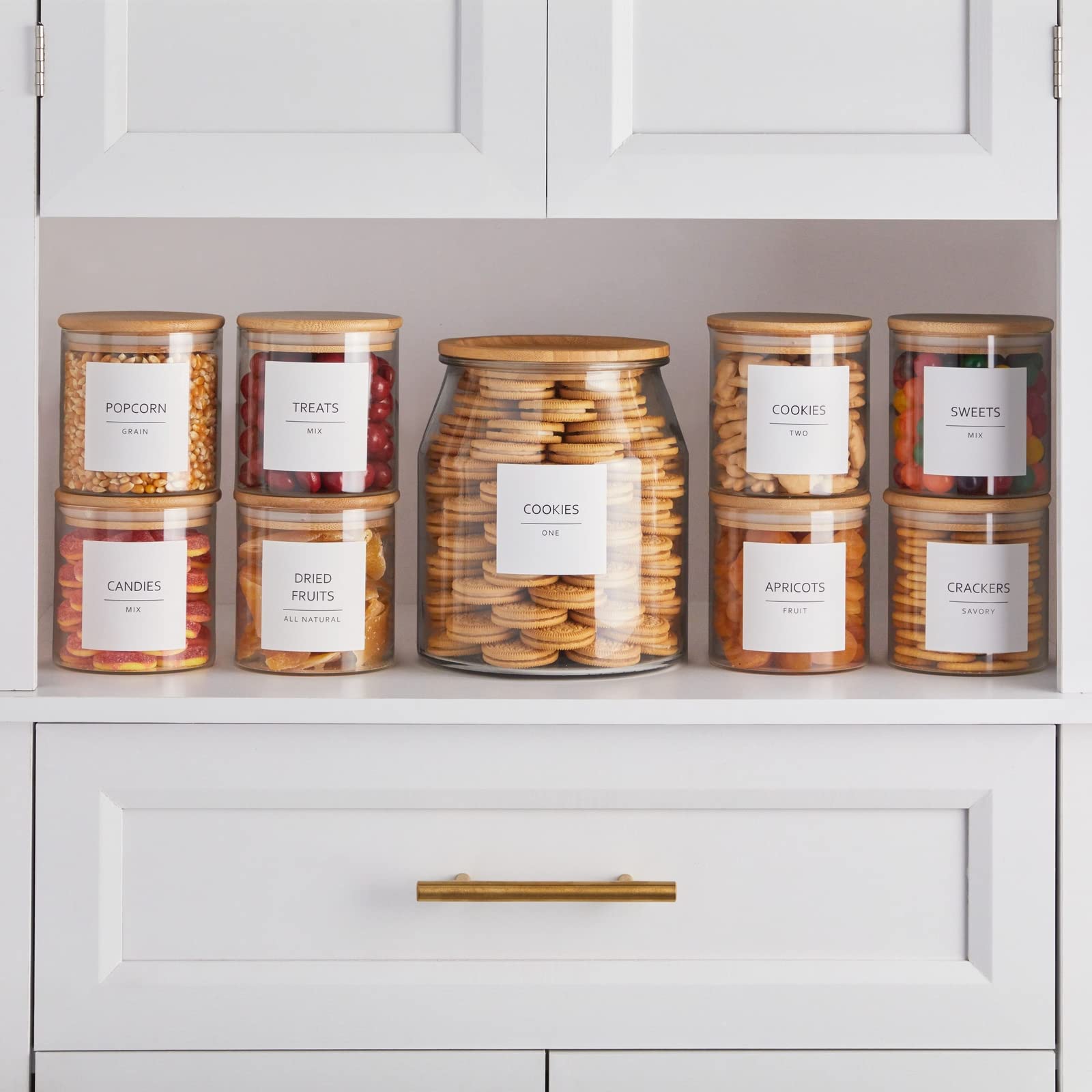 Talented Kitchen matte white label on jars showcases minimalist, readable design.