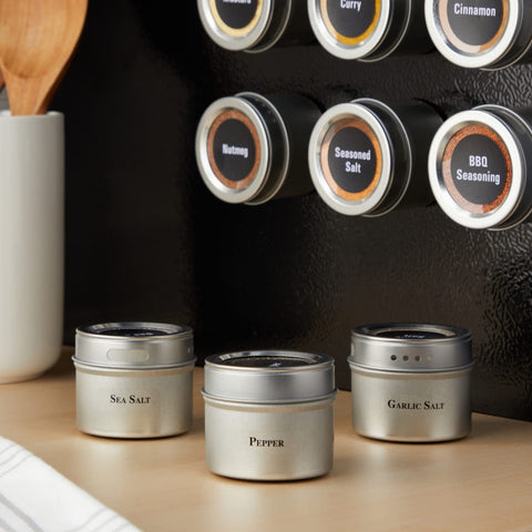 Talented Kitchen sift-and-pour lids offer precise seasoning control during cooking.