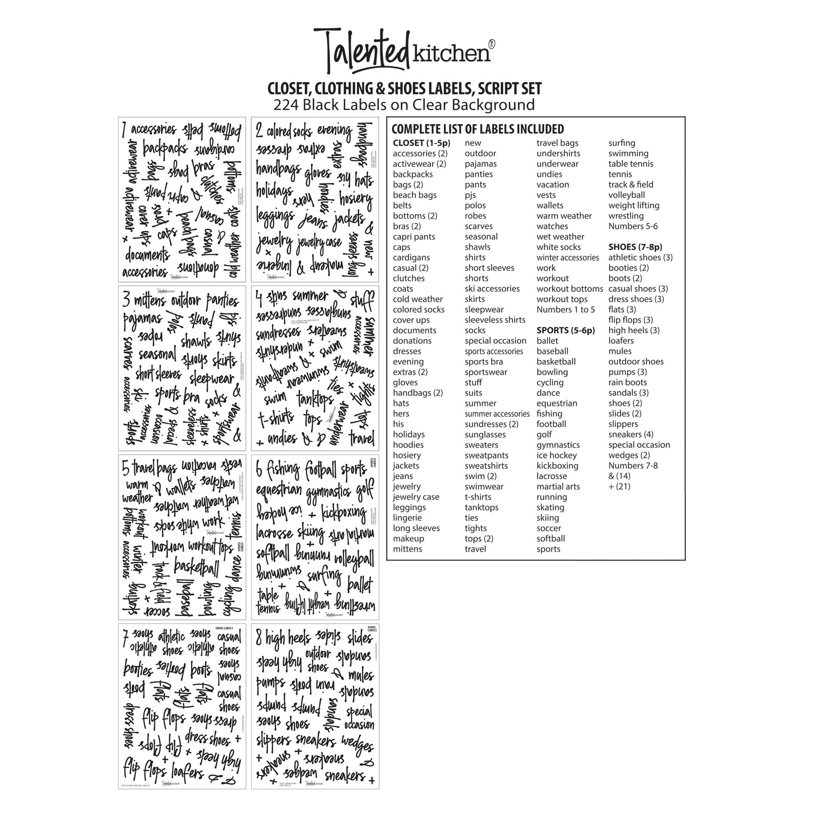 Talented Kitchen wardrobe label stickers boost visibility on clothing bins.