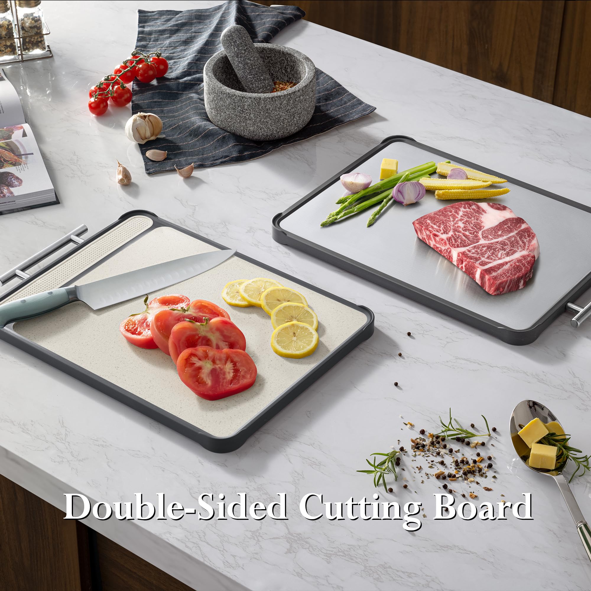 TalingMA cutting board set nonporous surfaces prevent odor transfer.