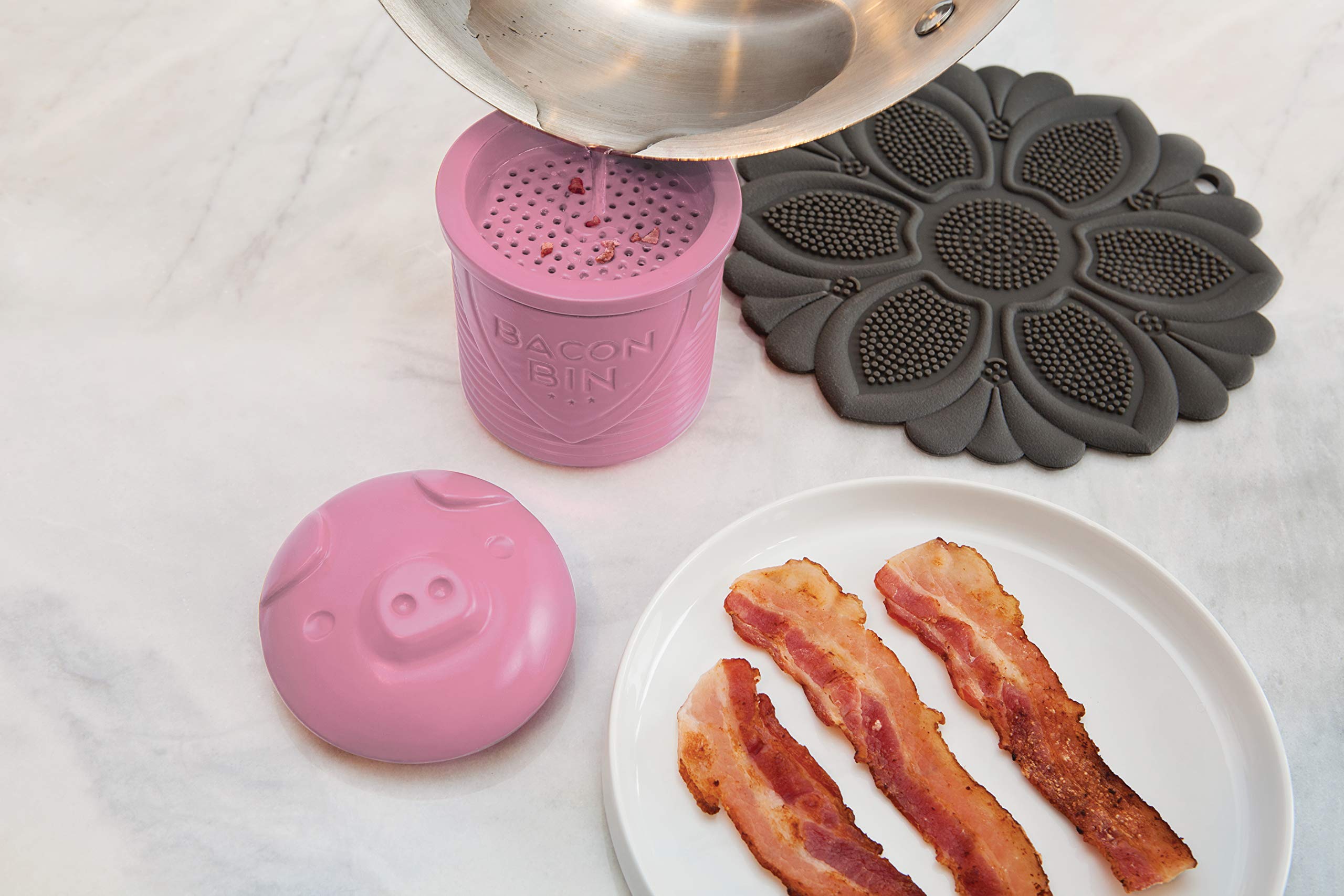 Talisman Designs Bacon Bin inside with strainer for clean grease.