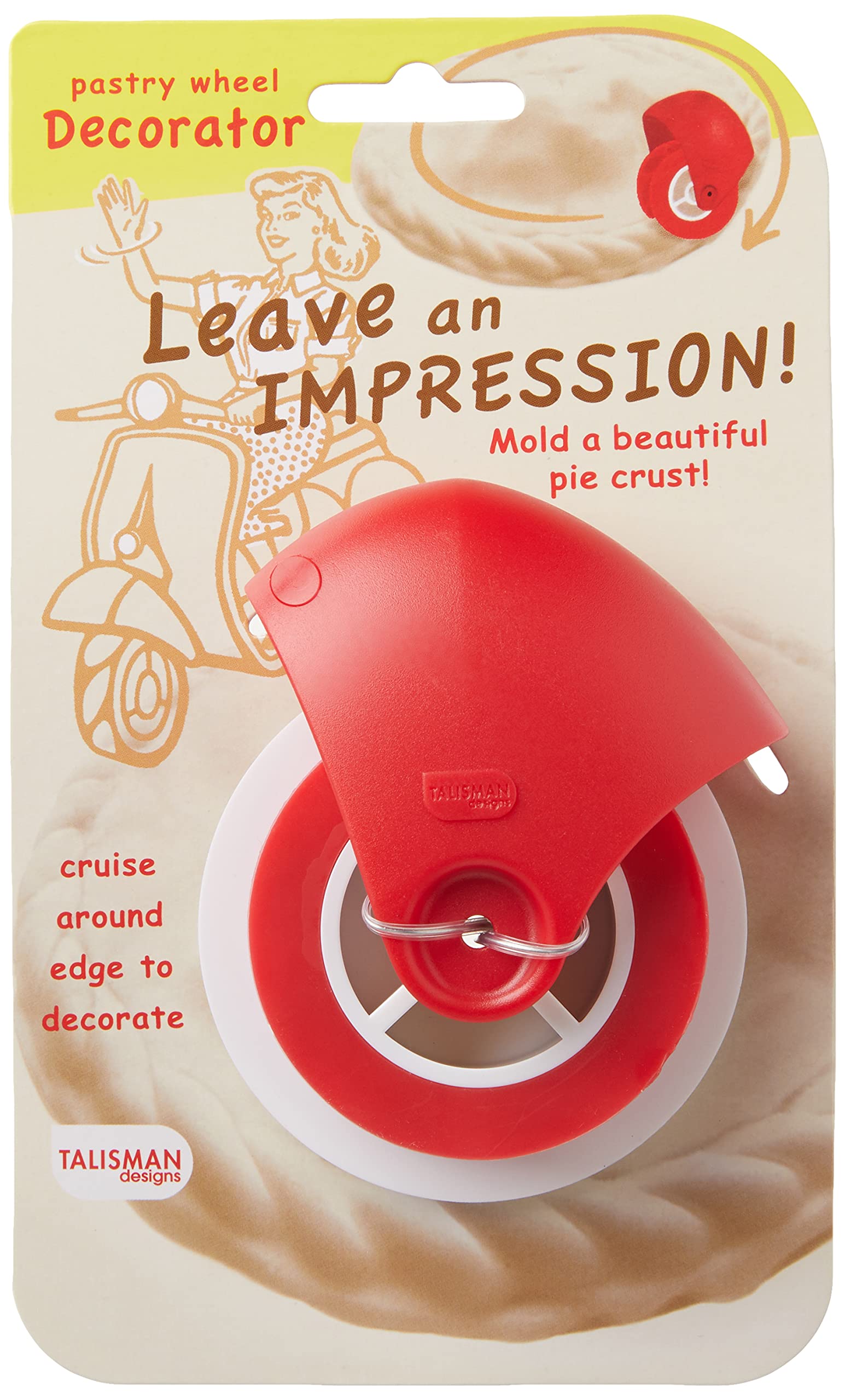 Talisman Designs Pastry Wheel Decorator detachable guide hugs crust for precise edges.