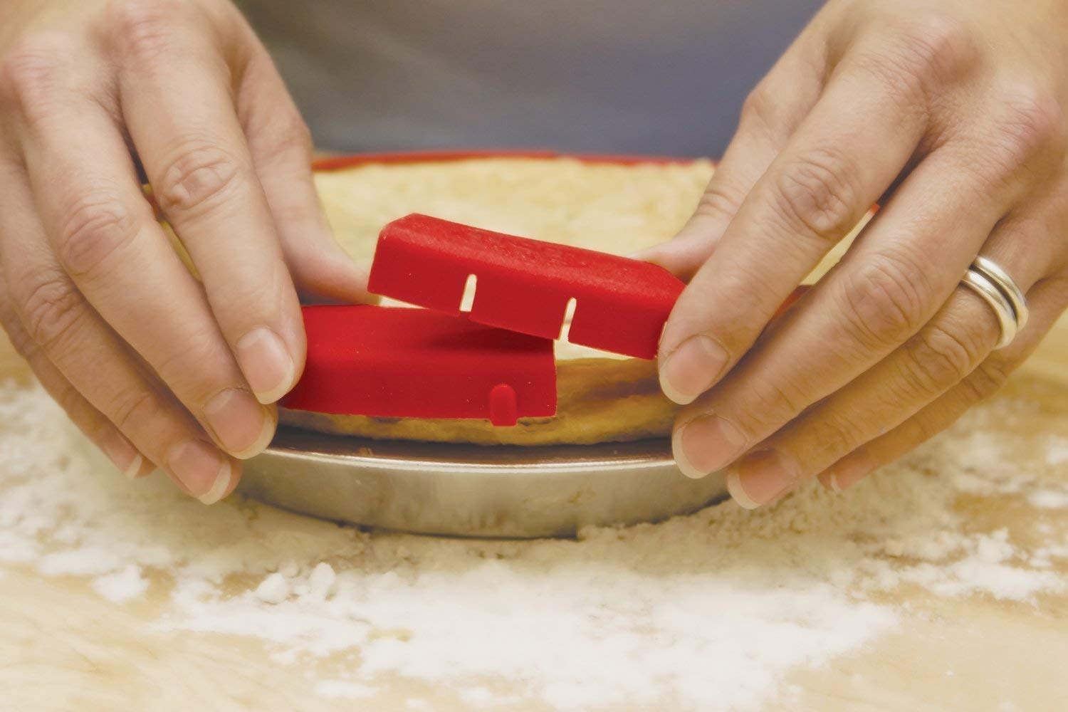 Talisman Designs pie crust shield centers browning evenly for a golden finish