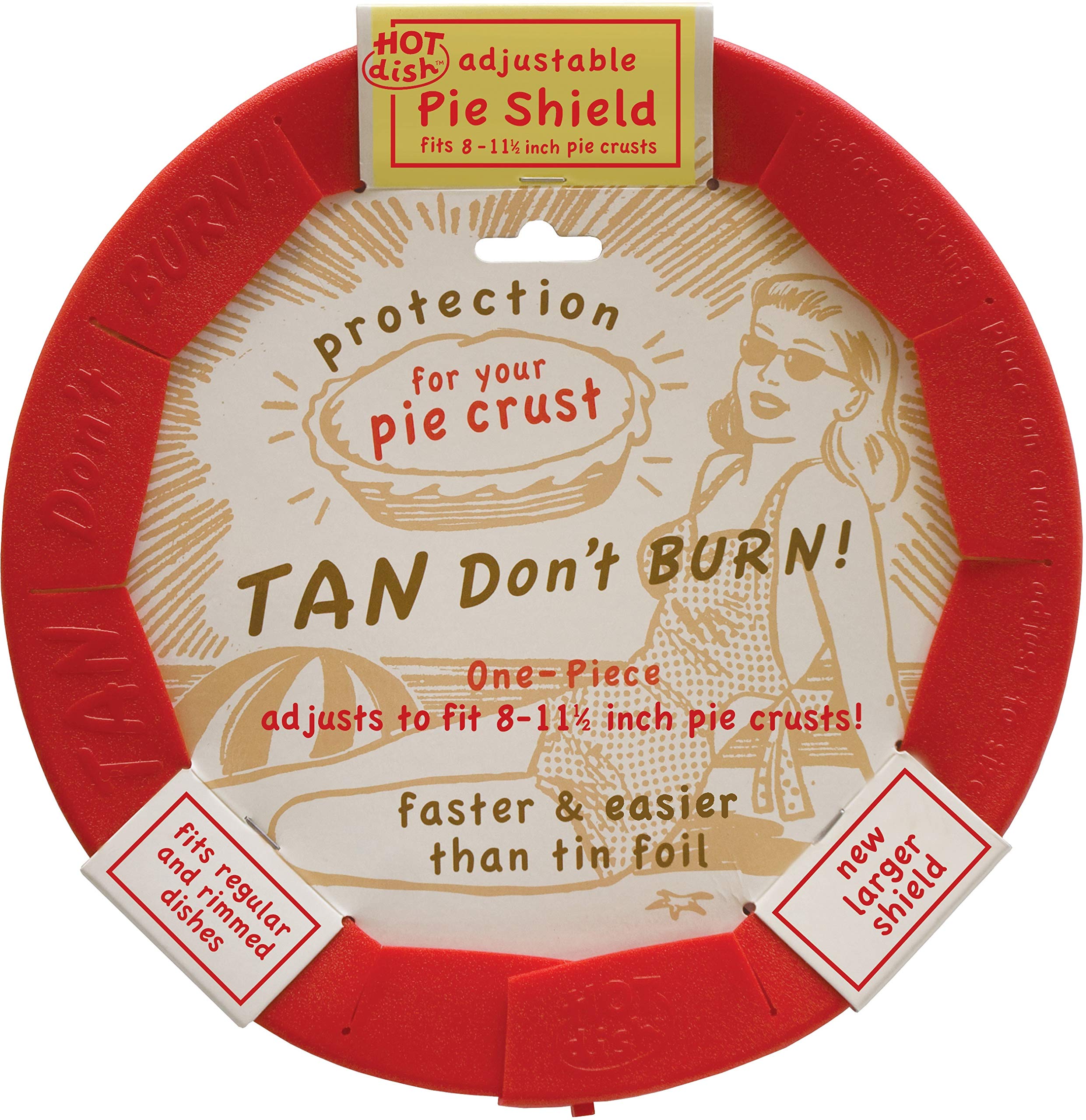Talisman Designs pie shield shown on a pie pan to prevent edge burning