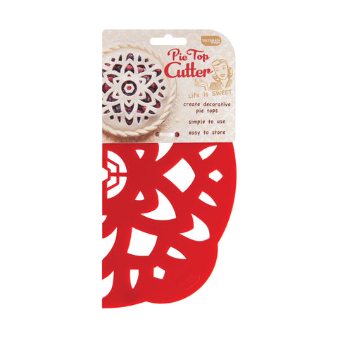 Talisman Designs Pie Top Cutter in red front view showing decorative crust capability