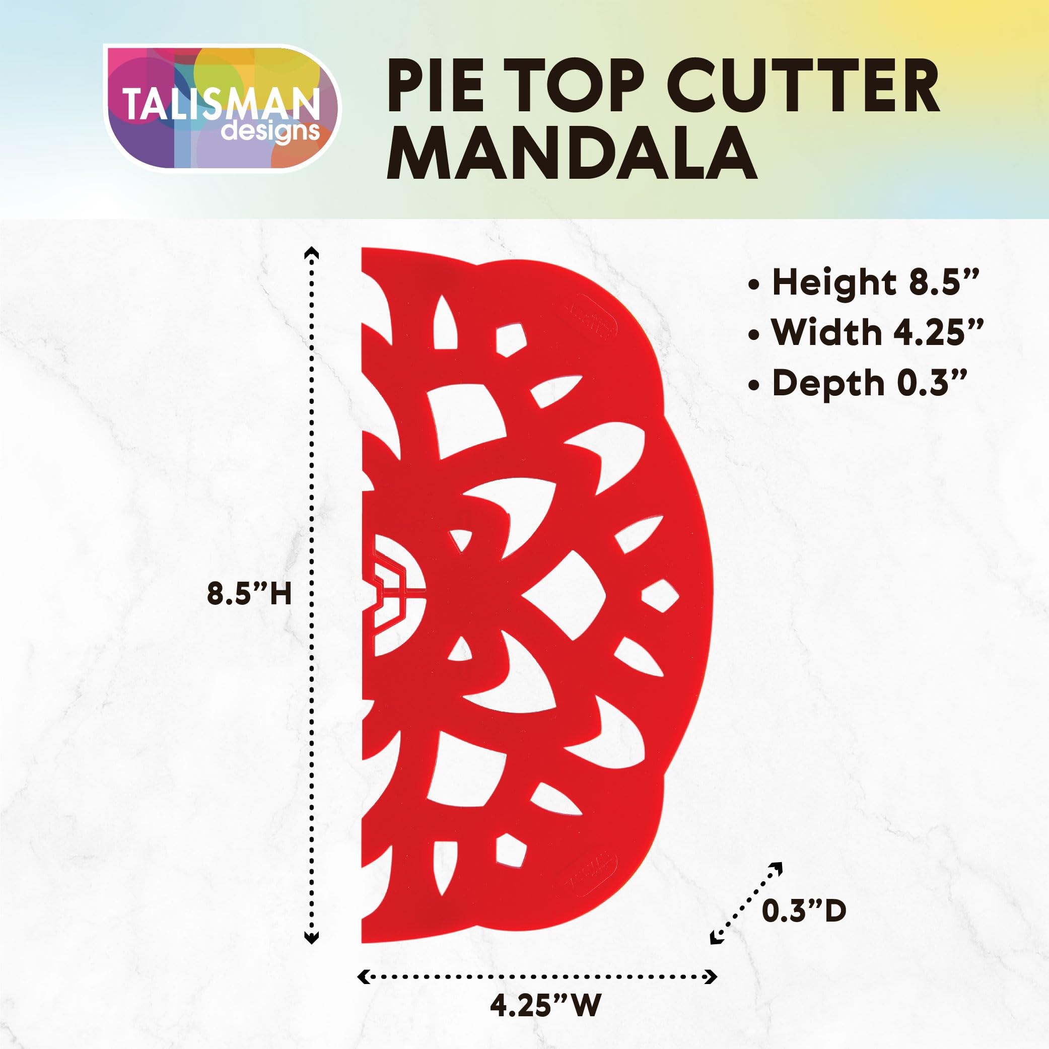 Talisman Designs Pie Top Cutter red side-angle view for easy rolling and cutting
