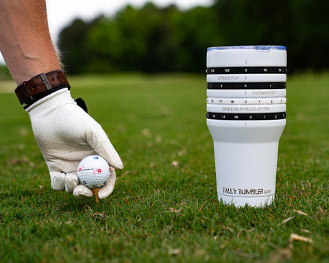 Tally Tumbler double-wall insulation keeps beverages hot or cold on the course