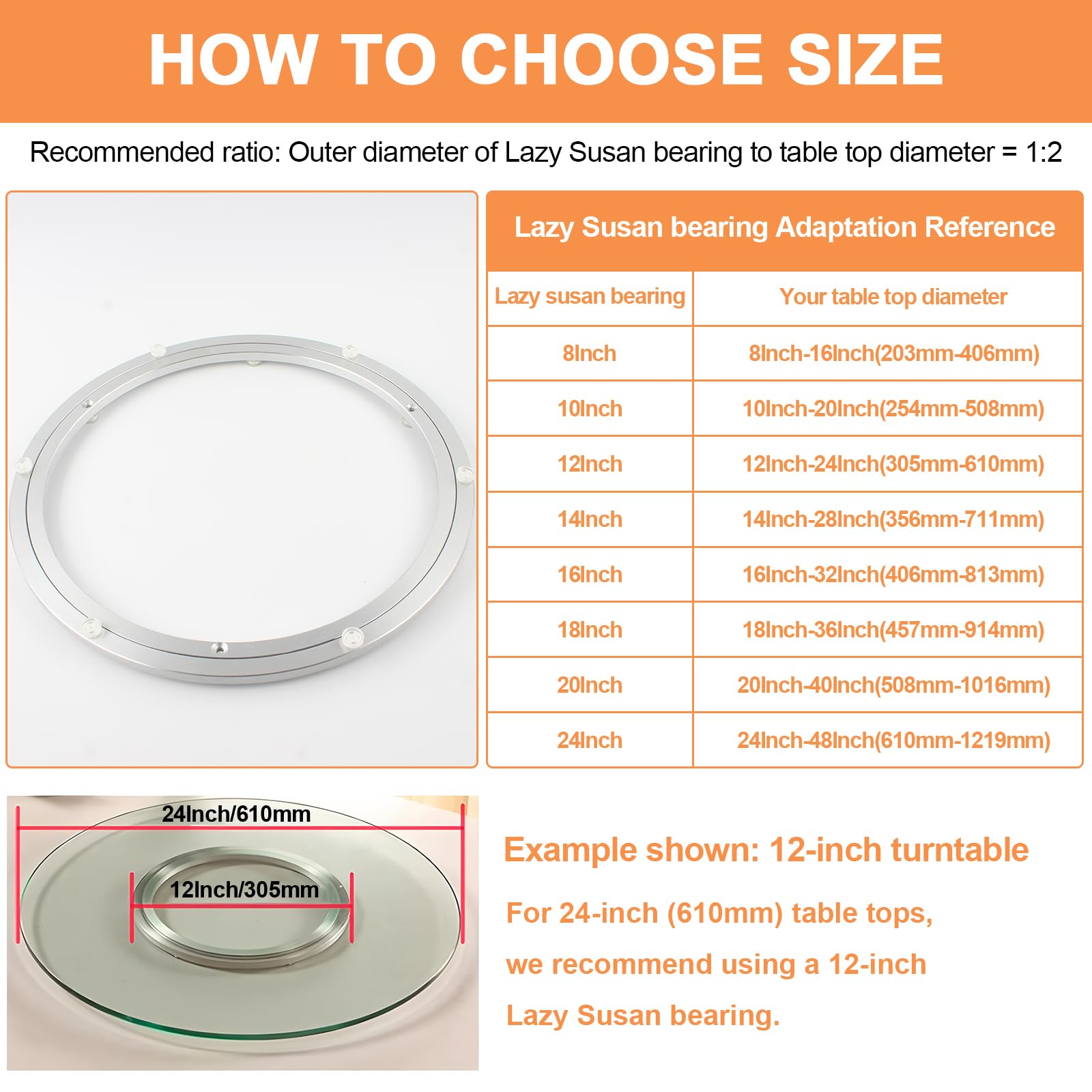 TamBee metal turntable base plate provides sturdy foundation for heavy items