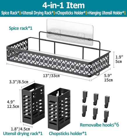 Tamomic wall-hanging utensil holder with six hooks holds tools neatly.