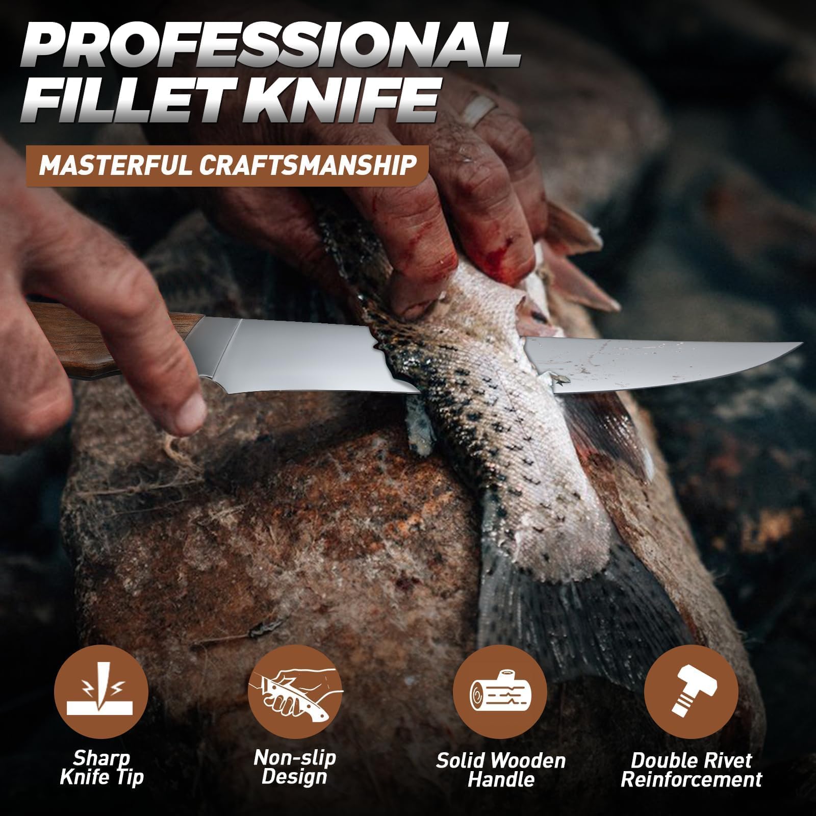 Tan Ren fillet knife full tang construction for sturdy balance