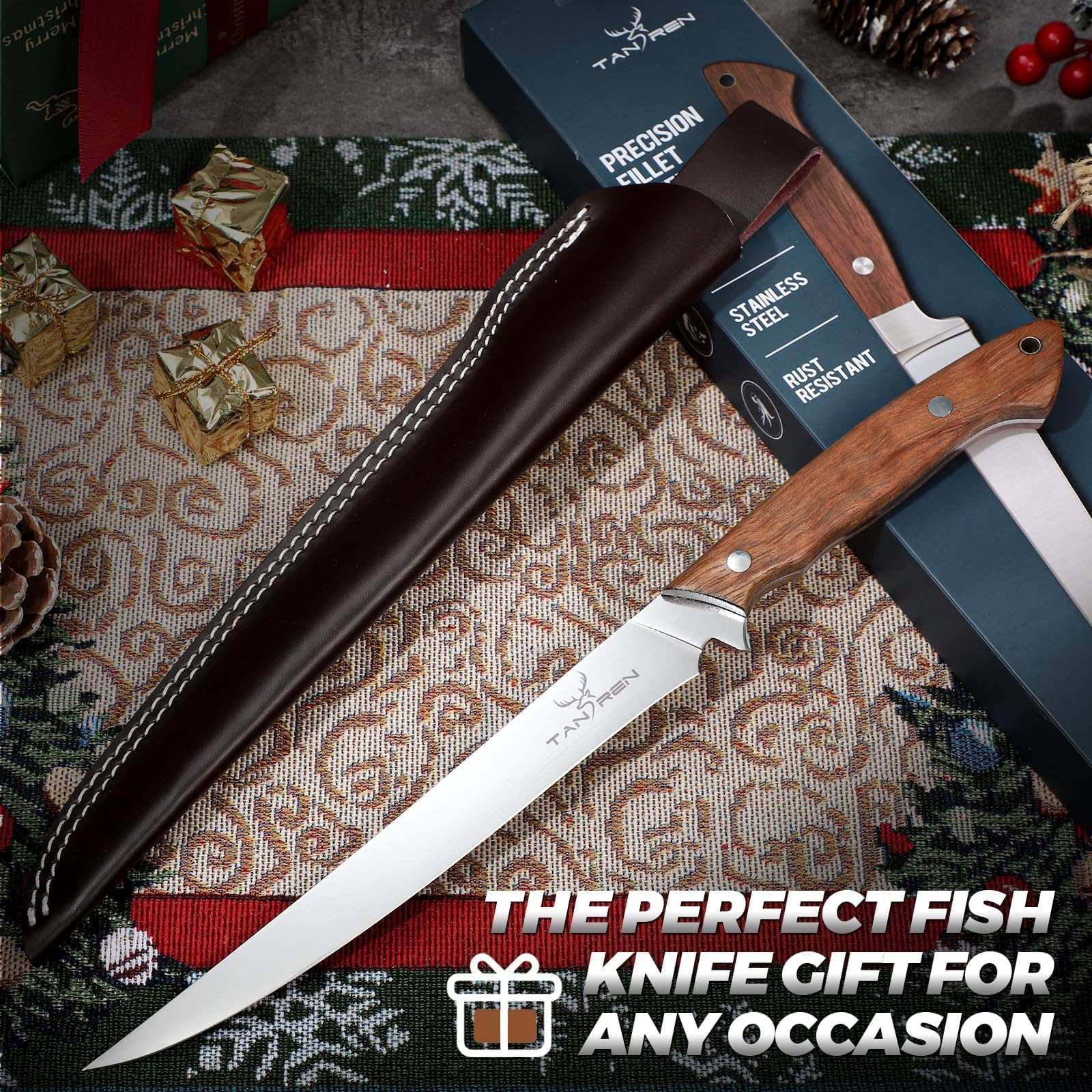 Tan Ren fillet knife gift box showcasing premium packaging