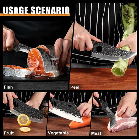 Tan Ren hand-forged chef knives collection, designed for precise cuts and durable daily use.