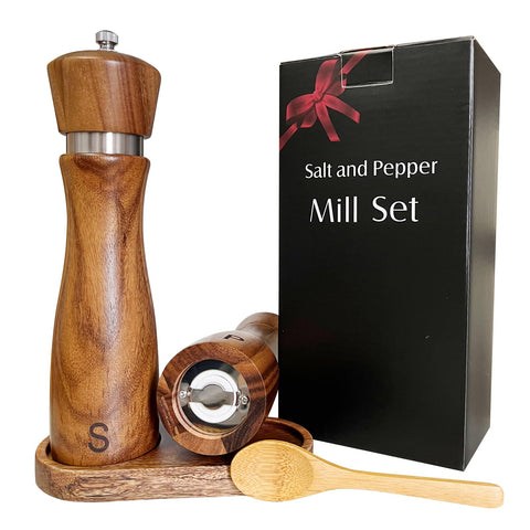TanAndLin ergonomic grip design on wooden spice grinders for comfortable use