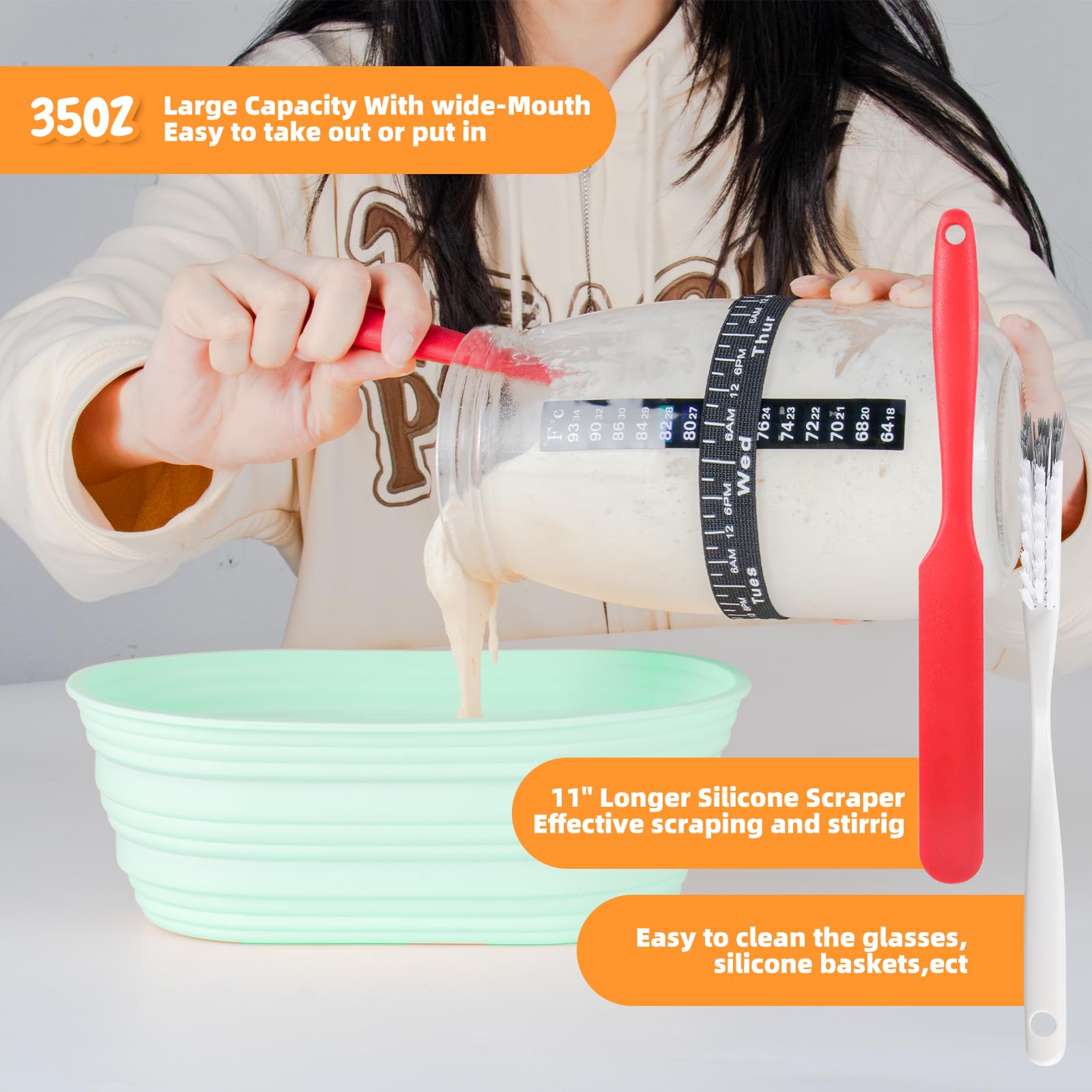 Tanedar silicone proofing basket oval 10inch for versatile loaf shaping.