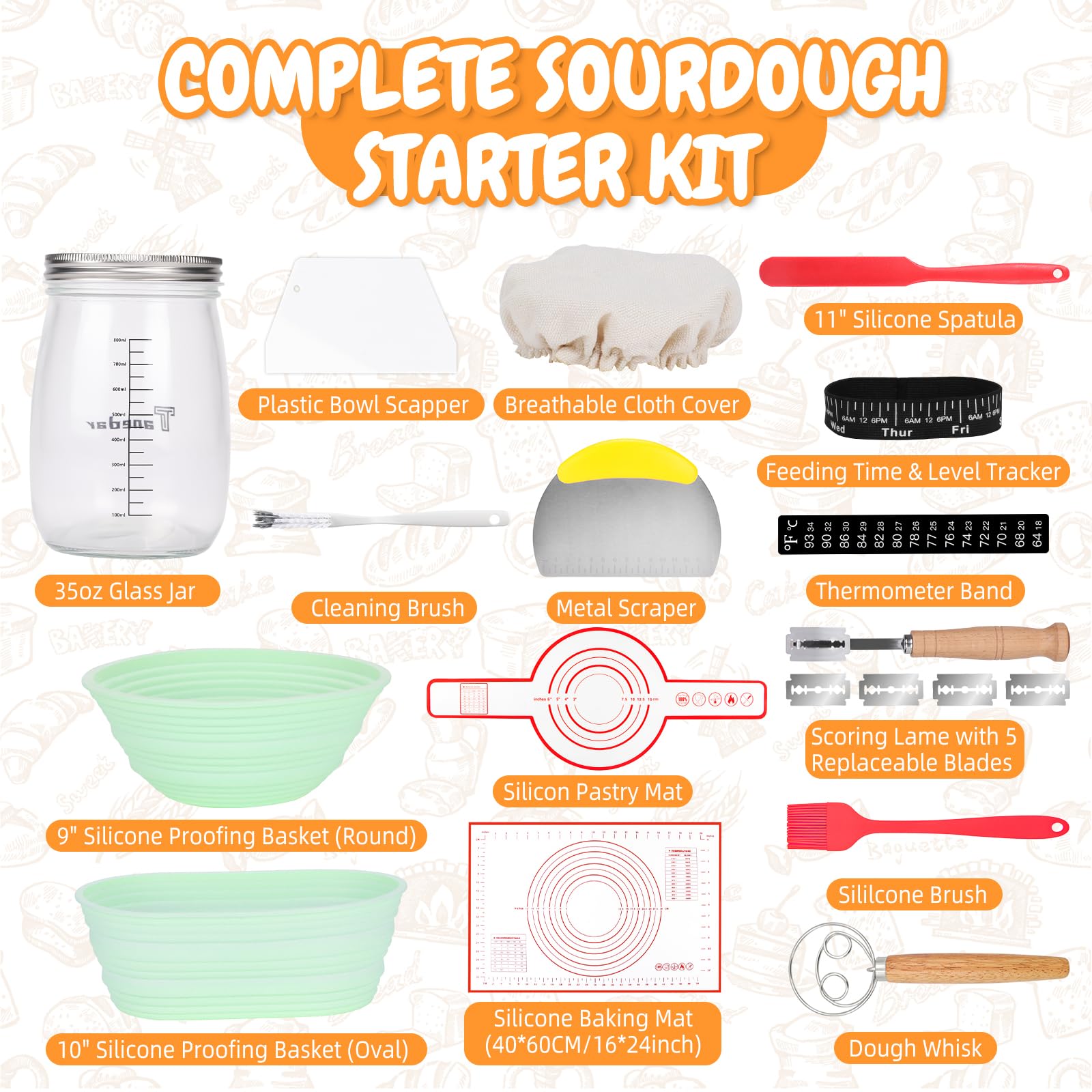 Tanedar silicone proofing basket round 9inch supports even dough fermentation.