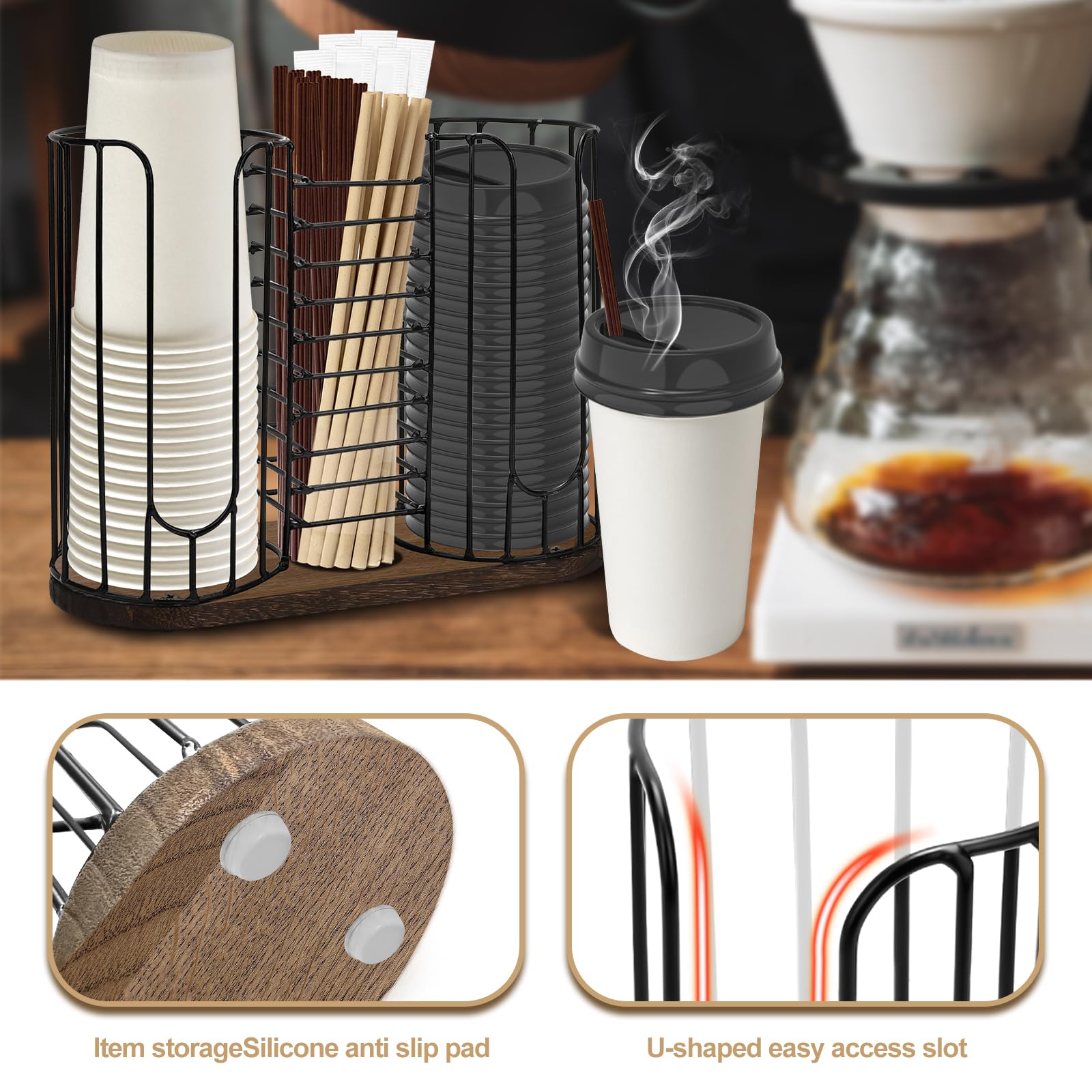 Tanggiteck cup lids organizer keeps lids within reach for fast beverage prep.