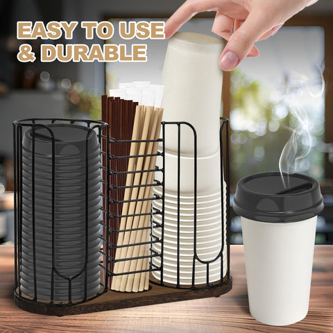 Tanggiteck straw storage adds tidy convenience beside cups and lids.