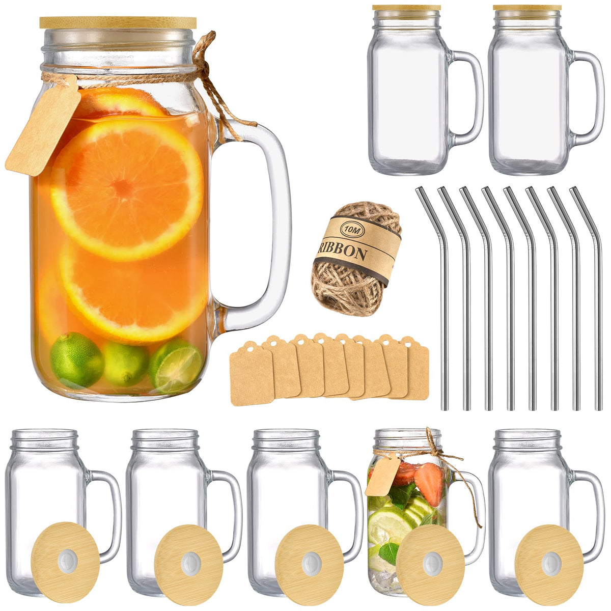 TANGLONG 24oz mason jar with lid and straw set, ideal for entertaining and everyday beverages