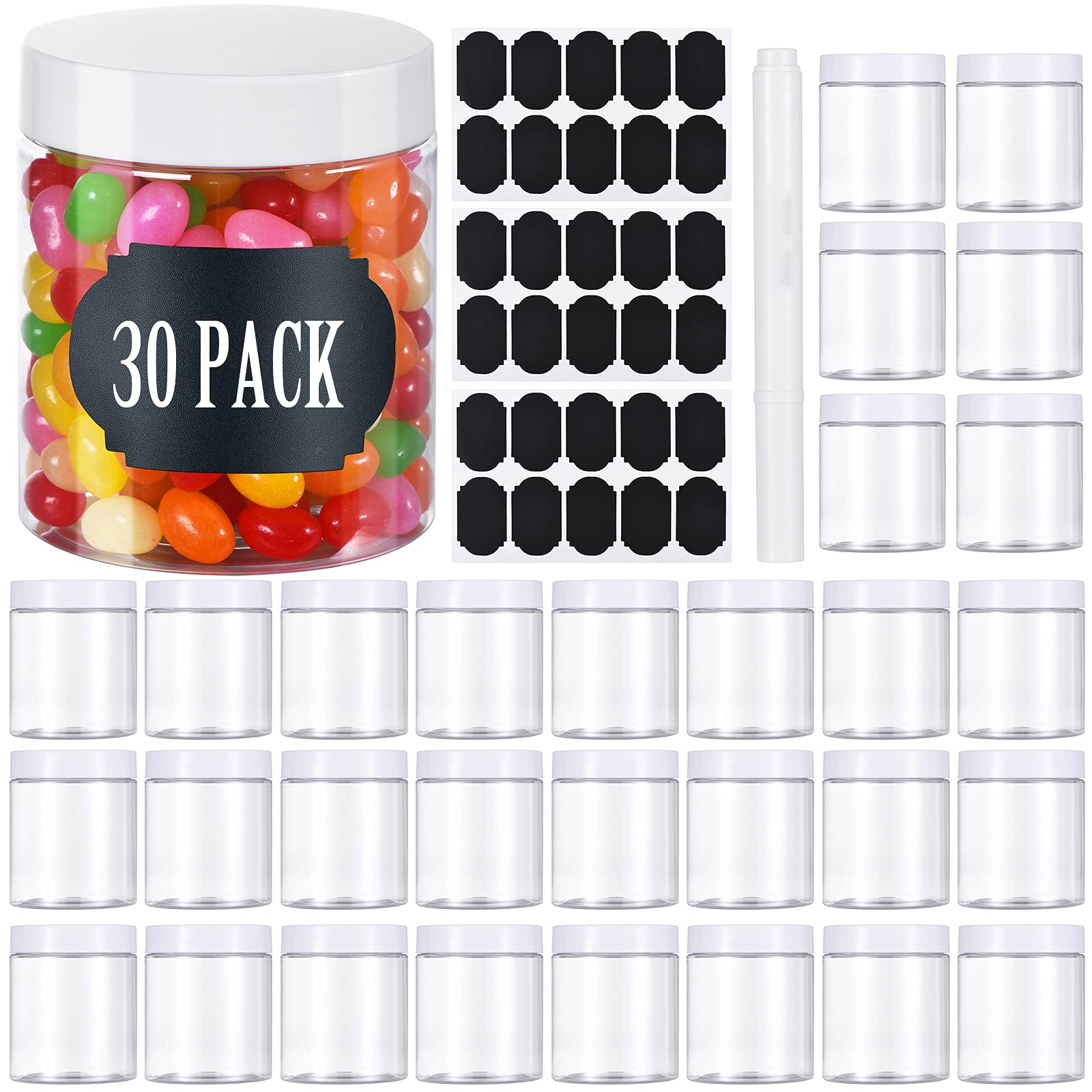 TANGLONG 8oz clear jar with lid for organized, visible snack storage.